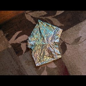 Green iridescent mermaid shorts